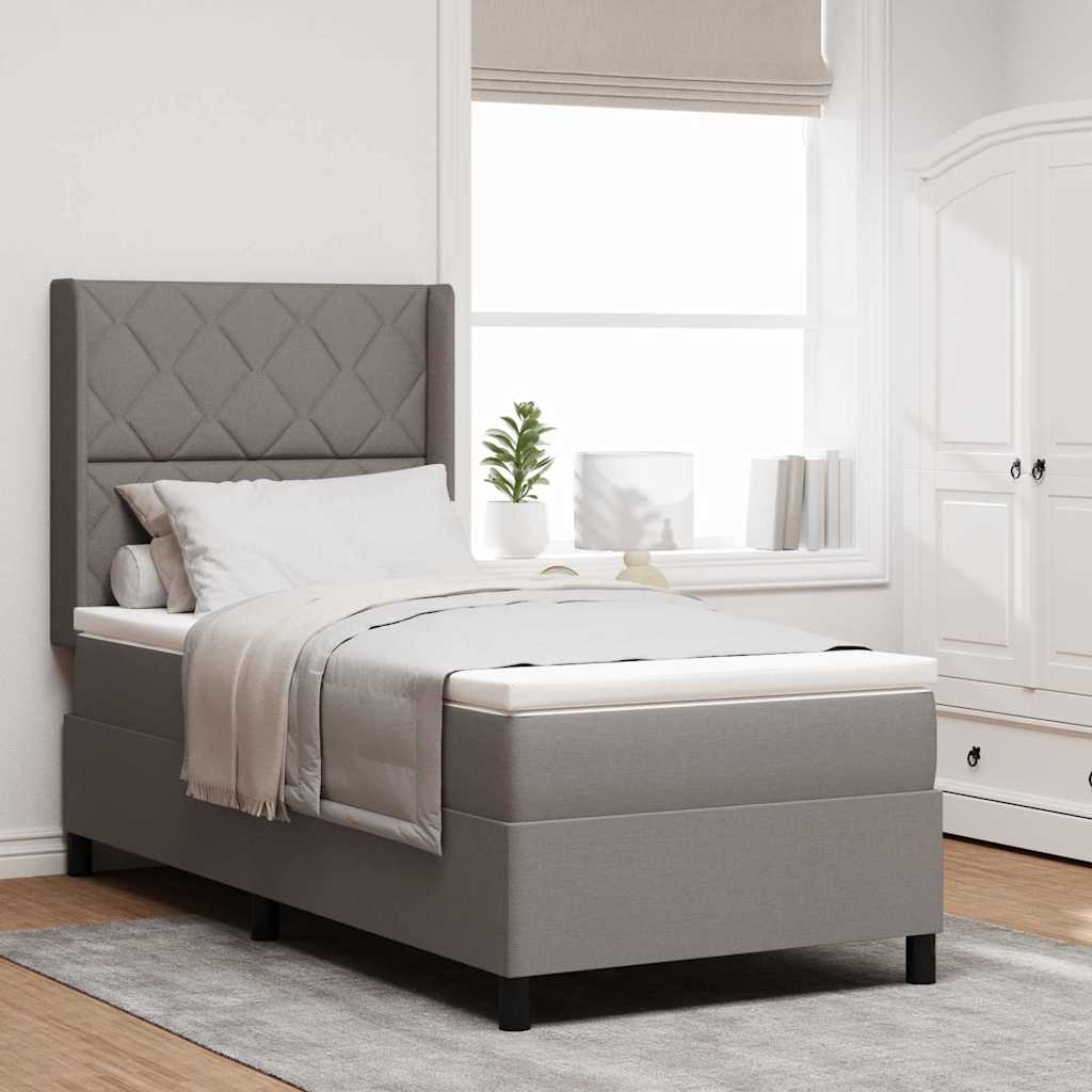 vidaXL Cama tipo Box Spring con cojín Manual Taupé 200 x 90 cm tela