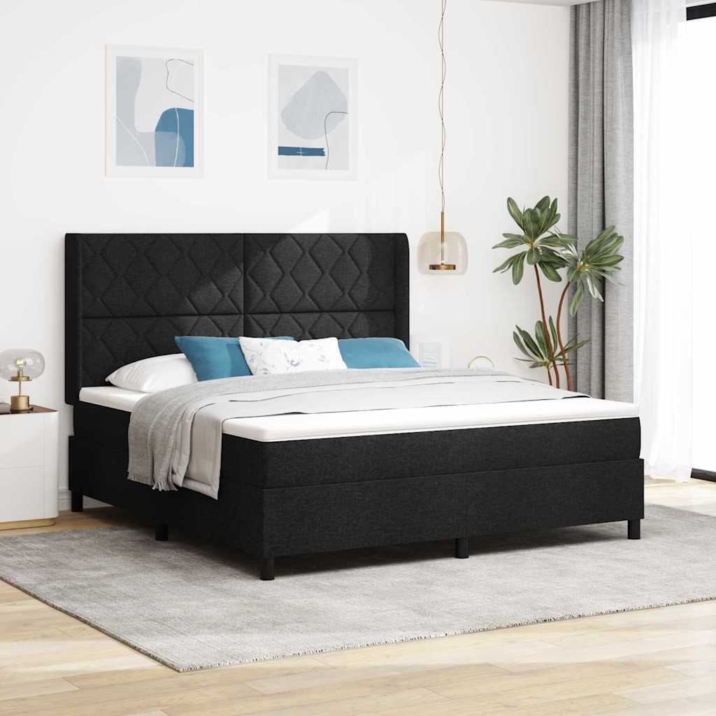 vidaXL Cama tipo Box Spring con cojín Manual Negro 200 x 180 cm tela