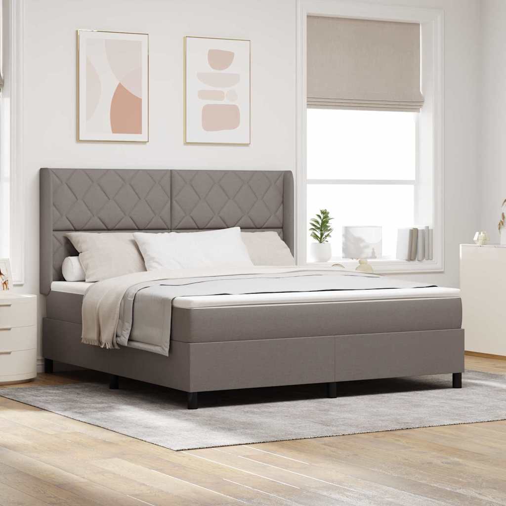 vidaXL Cama tipo Box Spring con cojín Manual Taupé 200 x 180 cm tela
