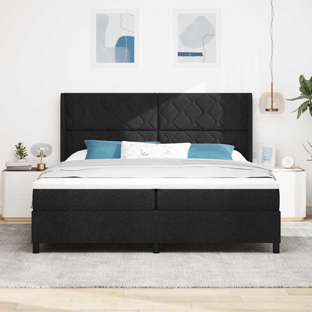 vidaXL Cama tipo Box Spring con cojín Manual Negro 200 x 200 cm tela