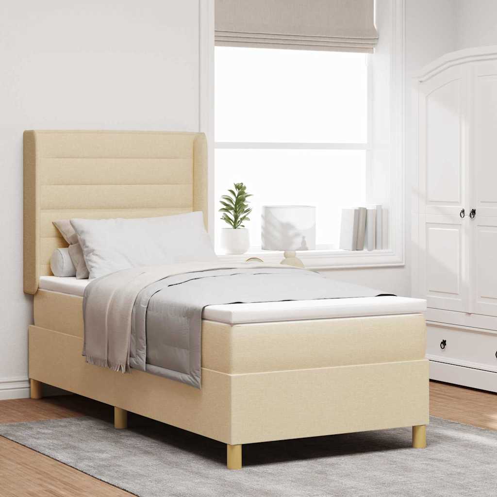 vidaXL Cama tipo Box Spring con colchón Crema 100 x 200 cm tela