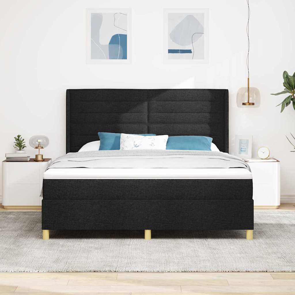 vidaXL Cama tipo Box Spring con colchón Negro 180 x 200 cm tela