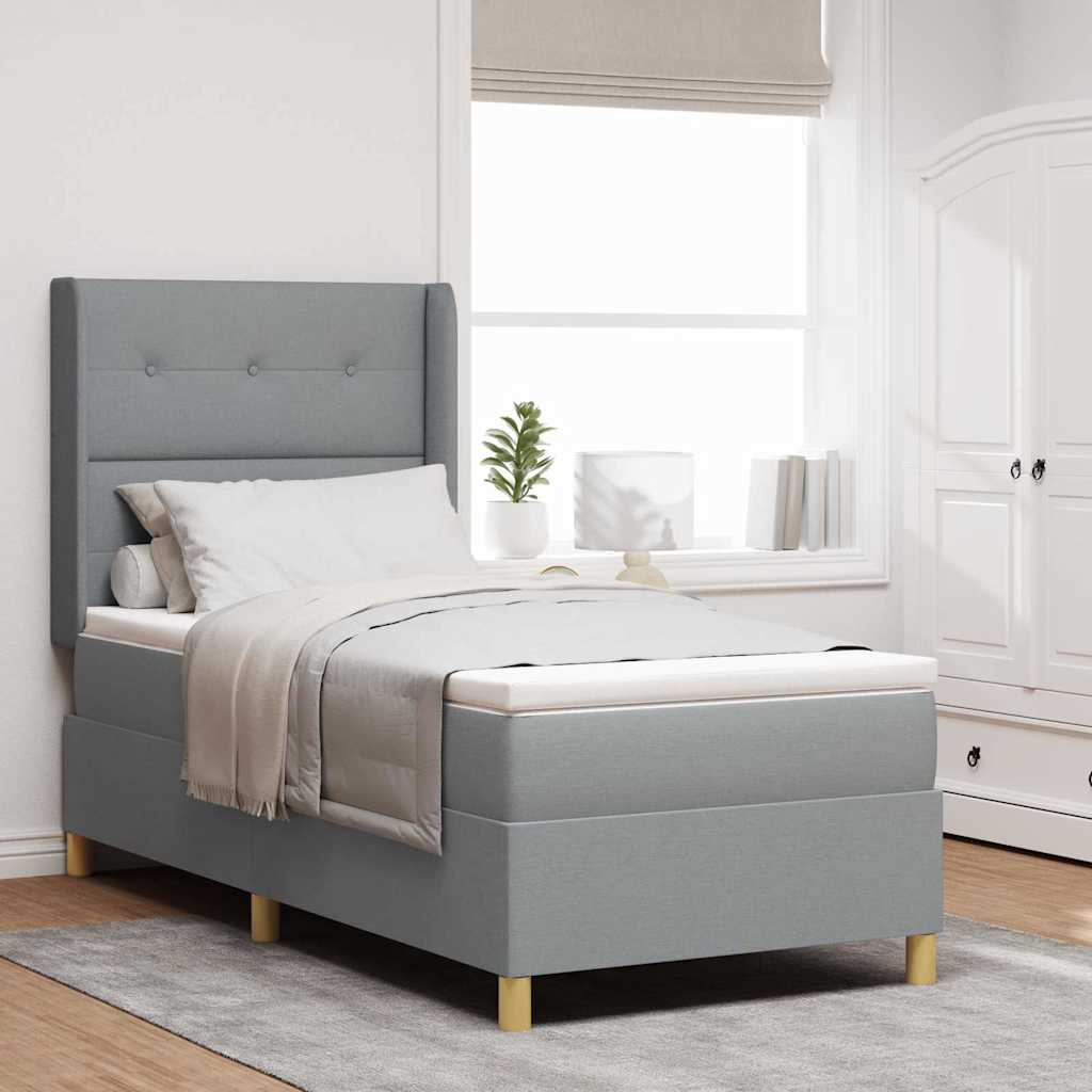 vidaXL Cama tipo Box Spring con cabecera Gris Claro 90 x 190 cm tela