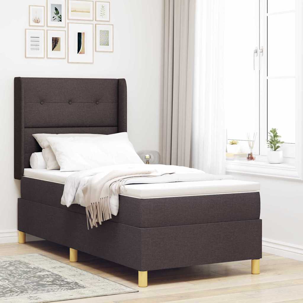 vidaXL Cama tipo Box Spring Marrón Oscuro 90 x 190 cm tela
