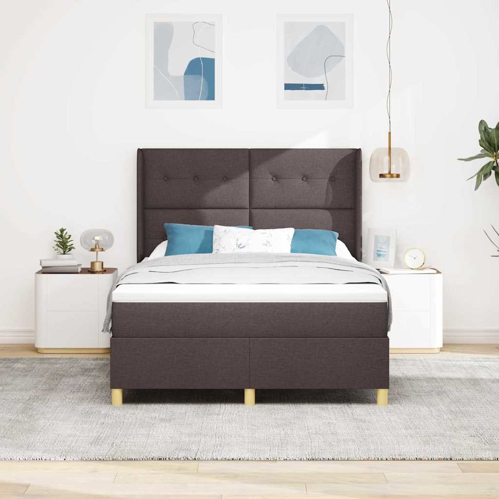 vidaXL Cama tipo Box Spring Marrón Oscuro 140 x 200 cm tela