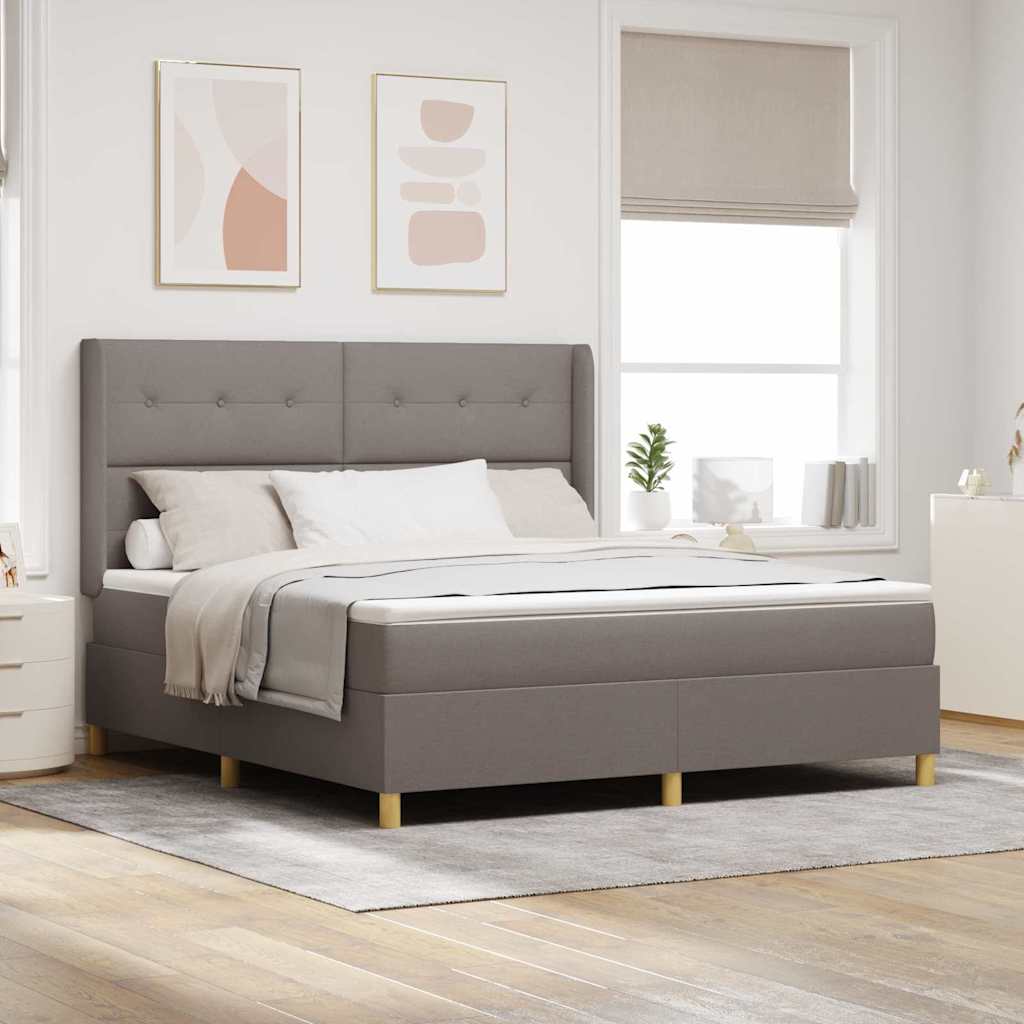 vidaXL Cama tipo Box Spring con cabecera Taupé 180 x 200 cm tela
