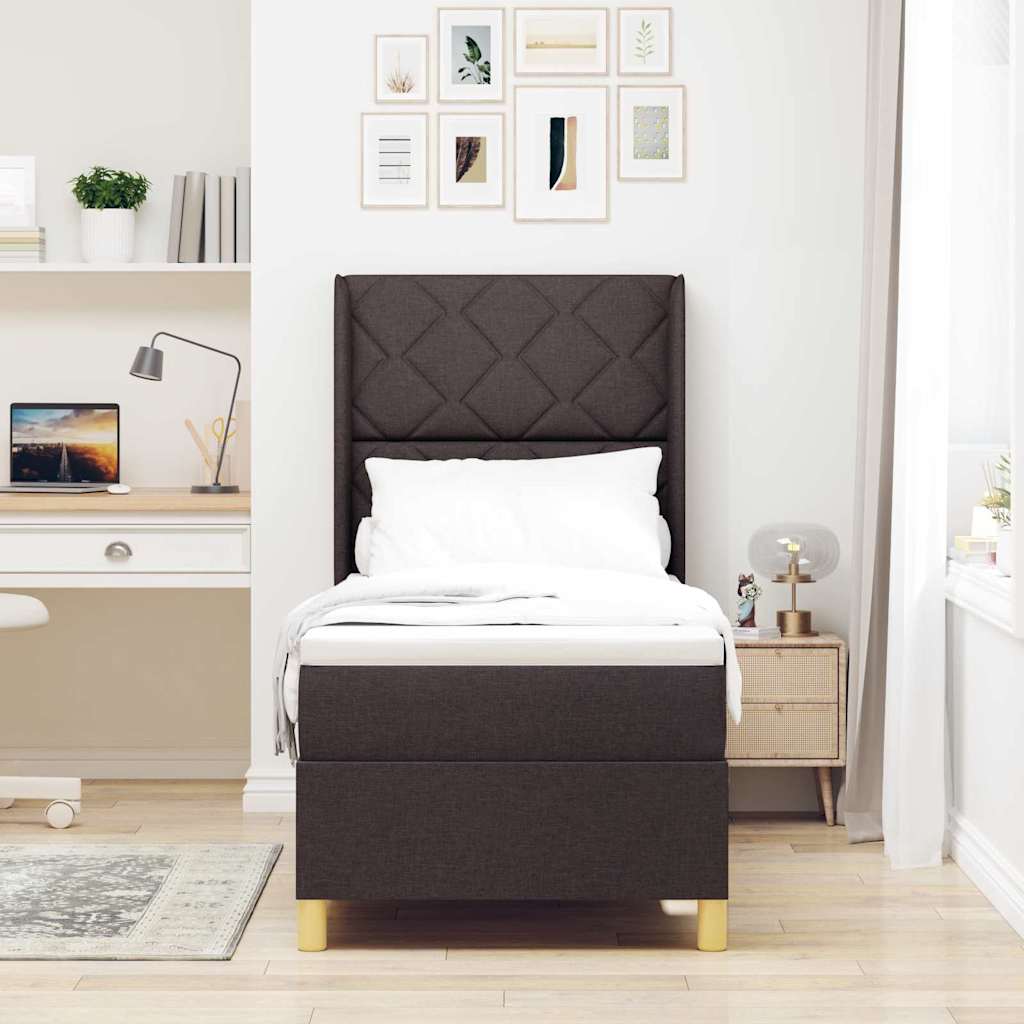 vidaXL Cama tipo Box Spring Marrón Oscuro 80 x 200 cm tela