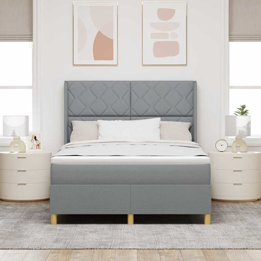 vidaXL Cama tipo Box Spring con cabecera Gris Claro 140 x 190 cm tela