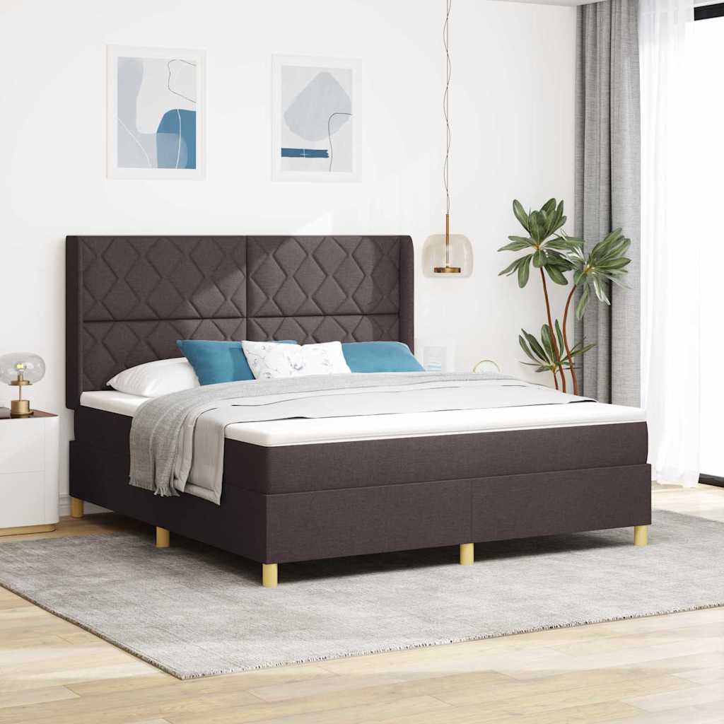 vidaXL Cama tipo Box Spring Marrón Oscuro 180 x 200 cm tela