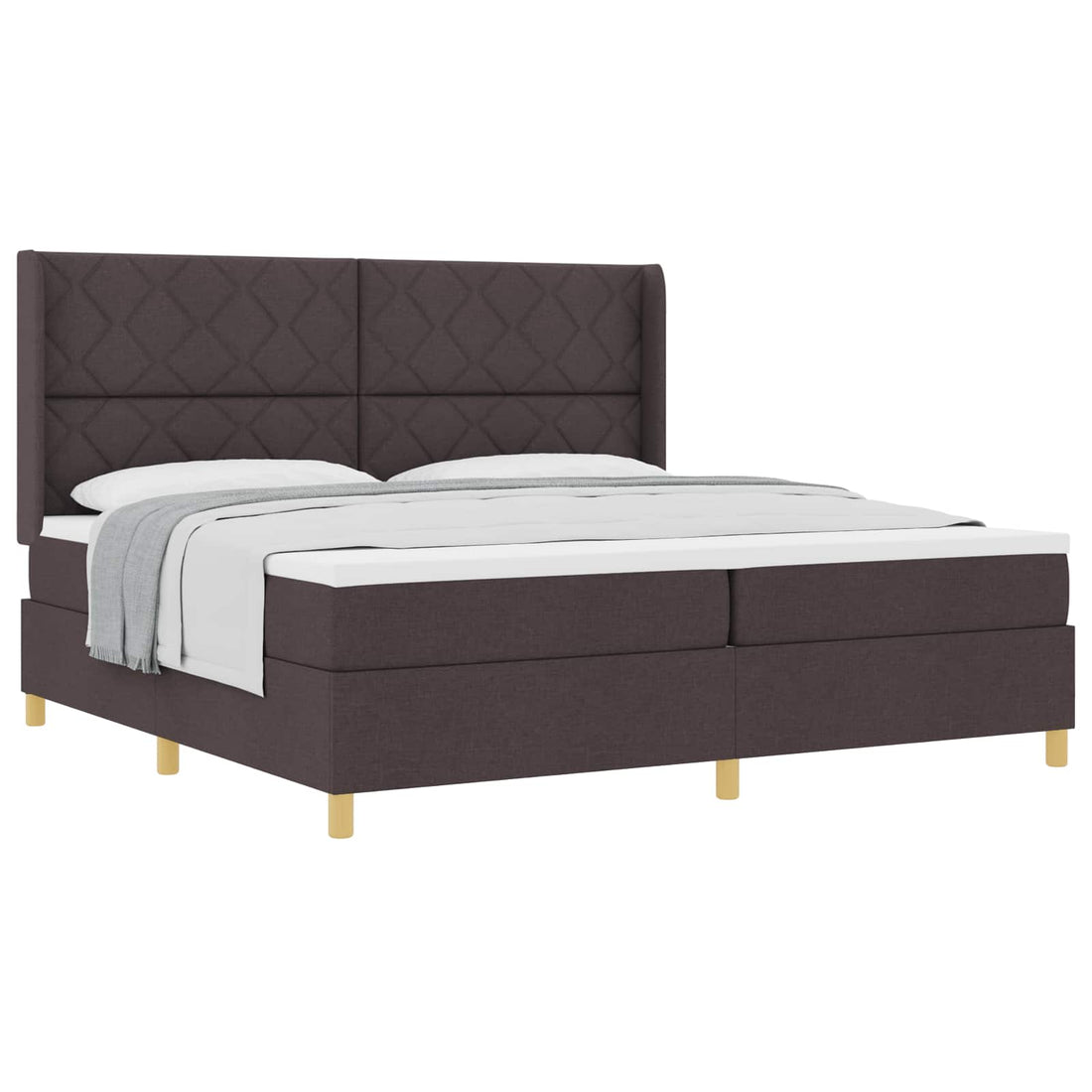 vidaXL Cama tipo Box Spring Marrón Oscuro 200 x 200 cm tela (2)