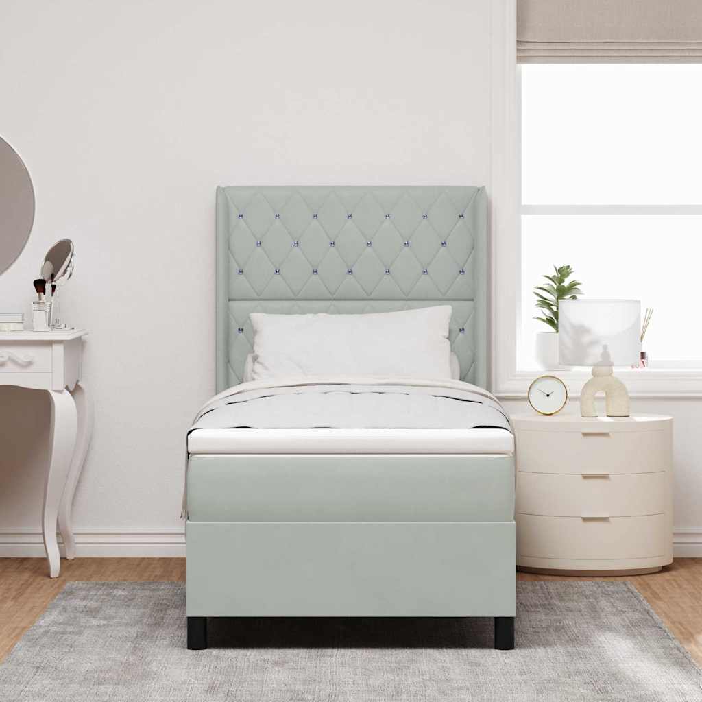 vidaXL Cama tipo Box Spring Gris Claro 90 x 190 cm Terciopelo