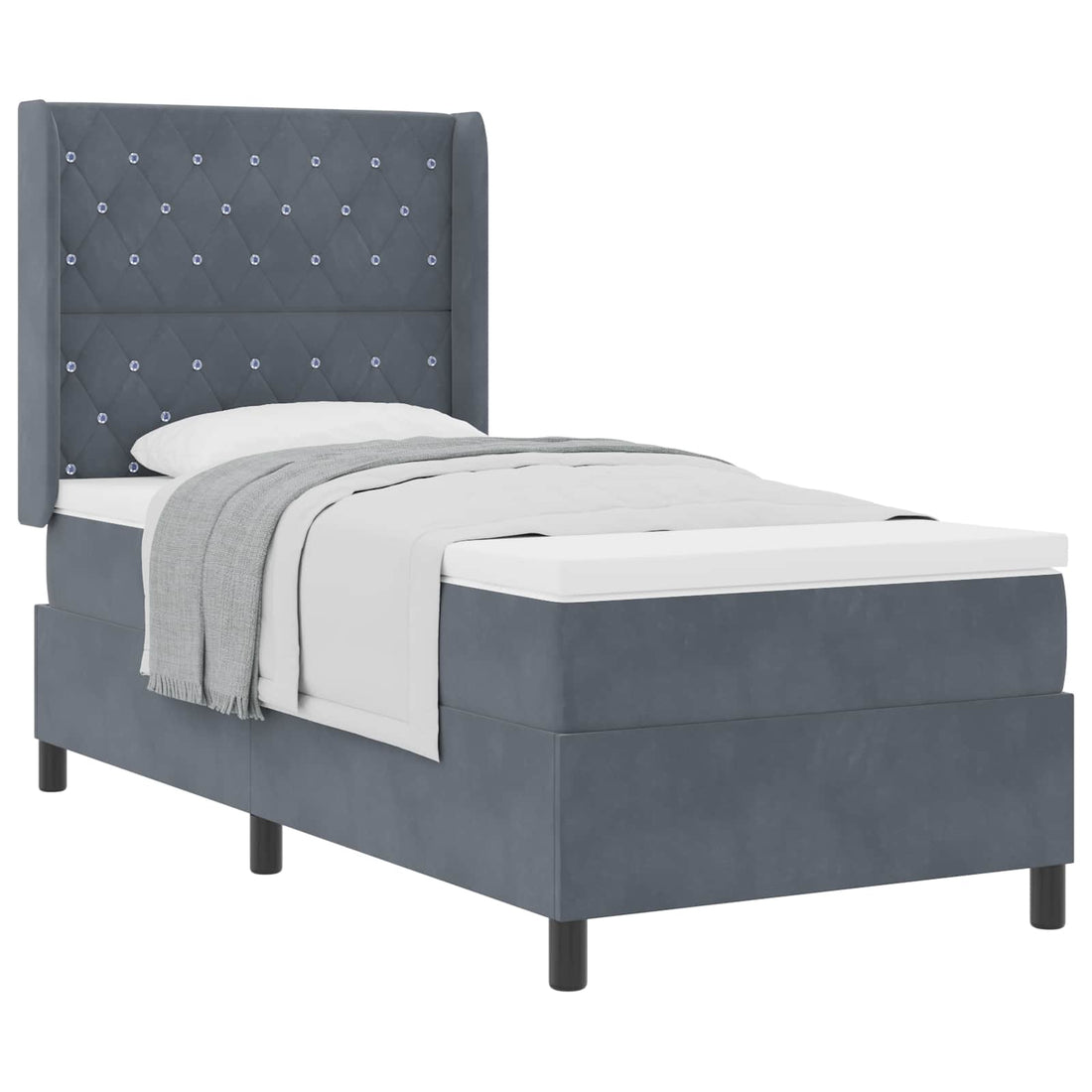 vidaXL Cama tipo Box Spring Gris oscuro 90 x 190 cm Terciopelo