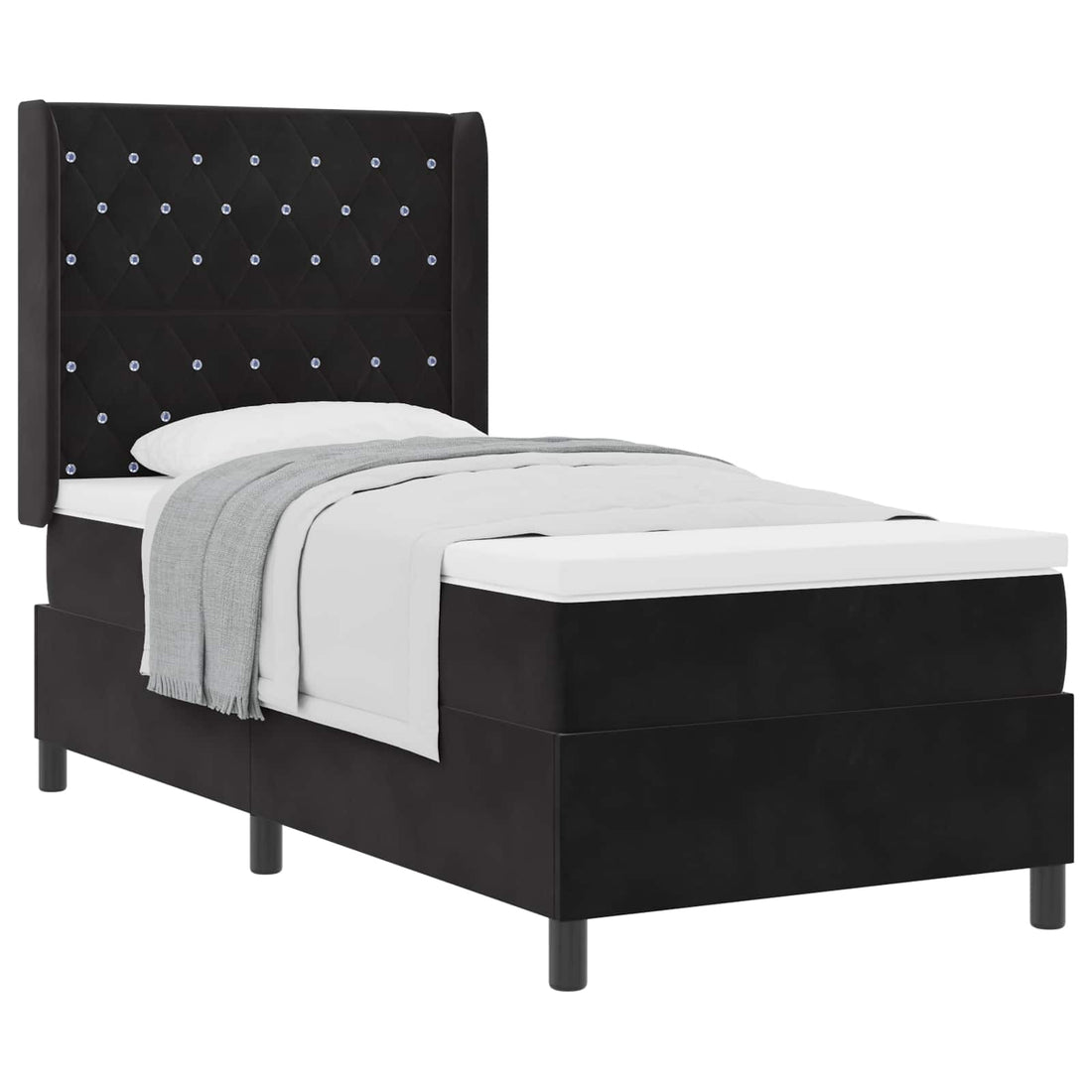 vidaXL Cama tipo Box Spring con colchón Negro 90 x 190 cm Terciopelo