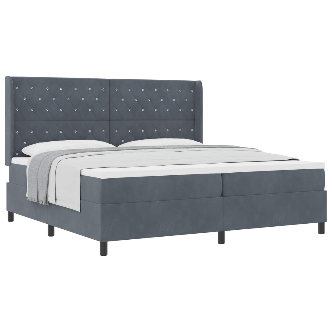 vidaXL Cama tipo Box Spring Gris oscuro 200 x 200 cm Terciopelo