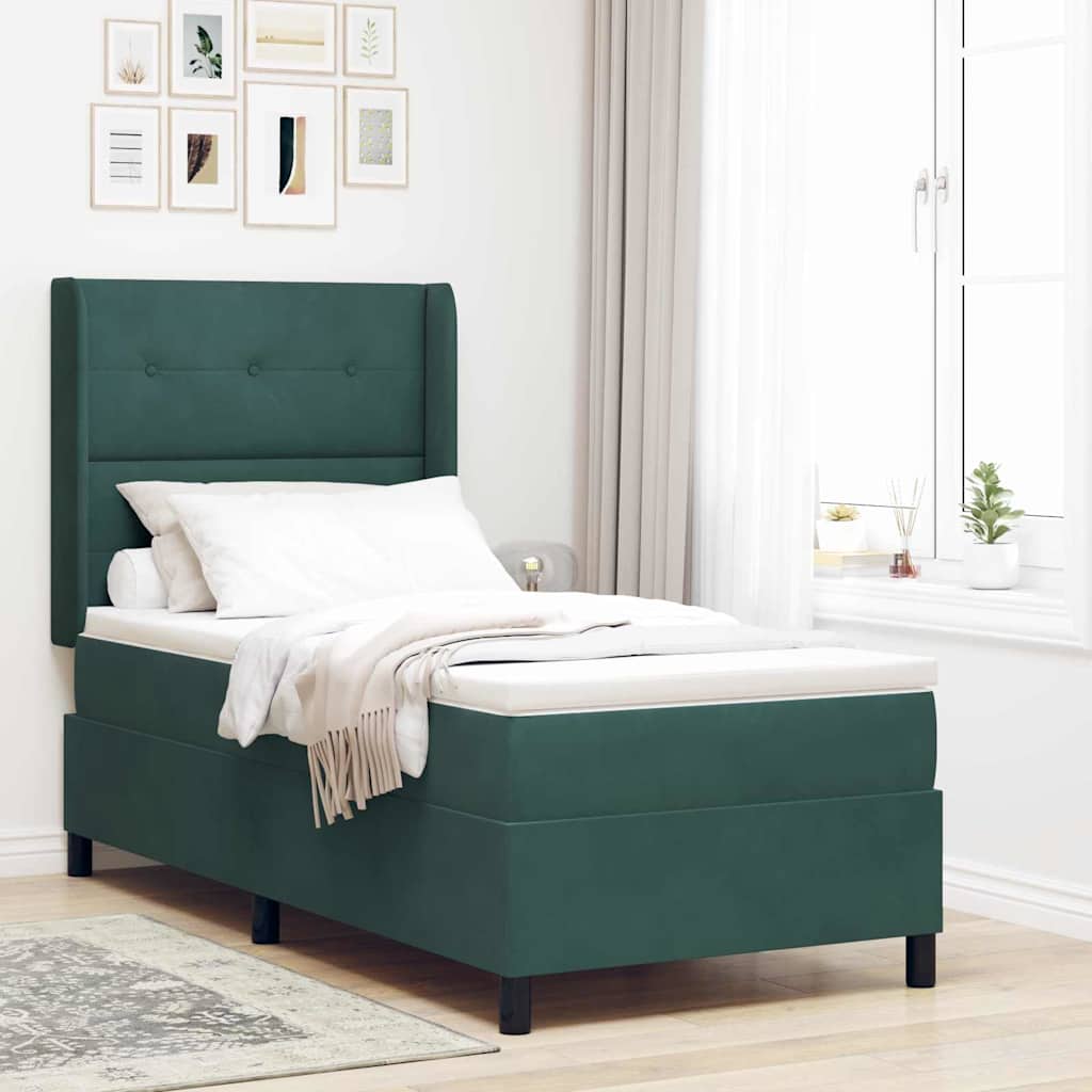 vidaXL Cama tipo Box Spring Verde oscuro 80 x 200 cm Terciopelo