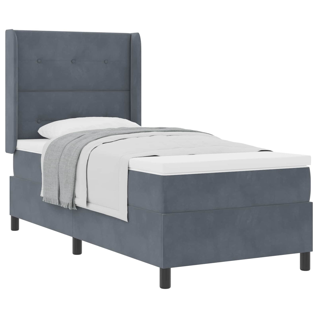 vidaXL Cama tipo Box Spring Gris oscuro 90 x 190 cm Terciopelo (2)