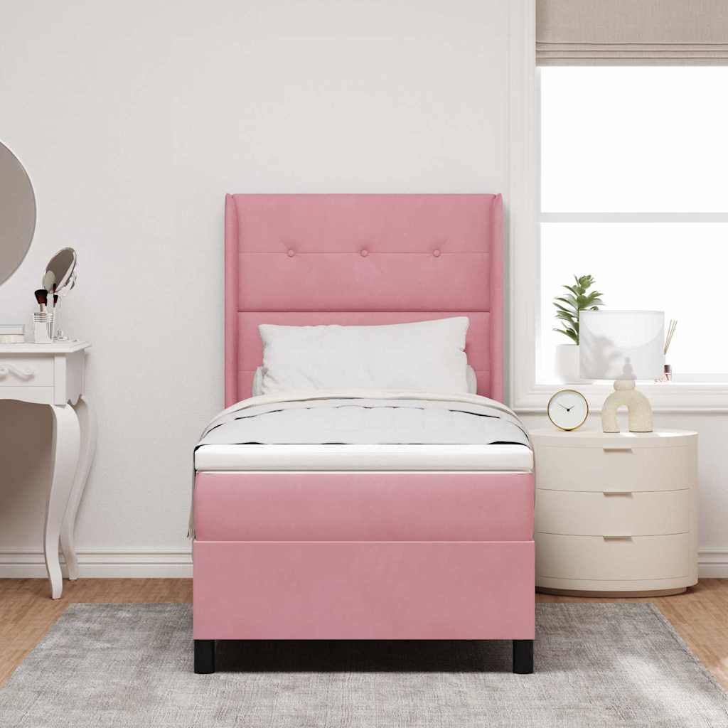 vidaXL Cama tipo Box Spring con cabecera Rosa 90 x 200 cm Terciopelo