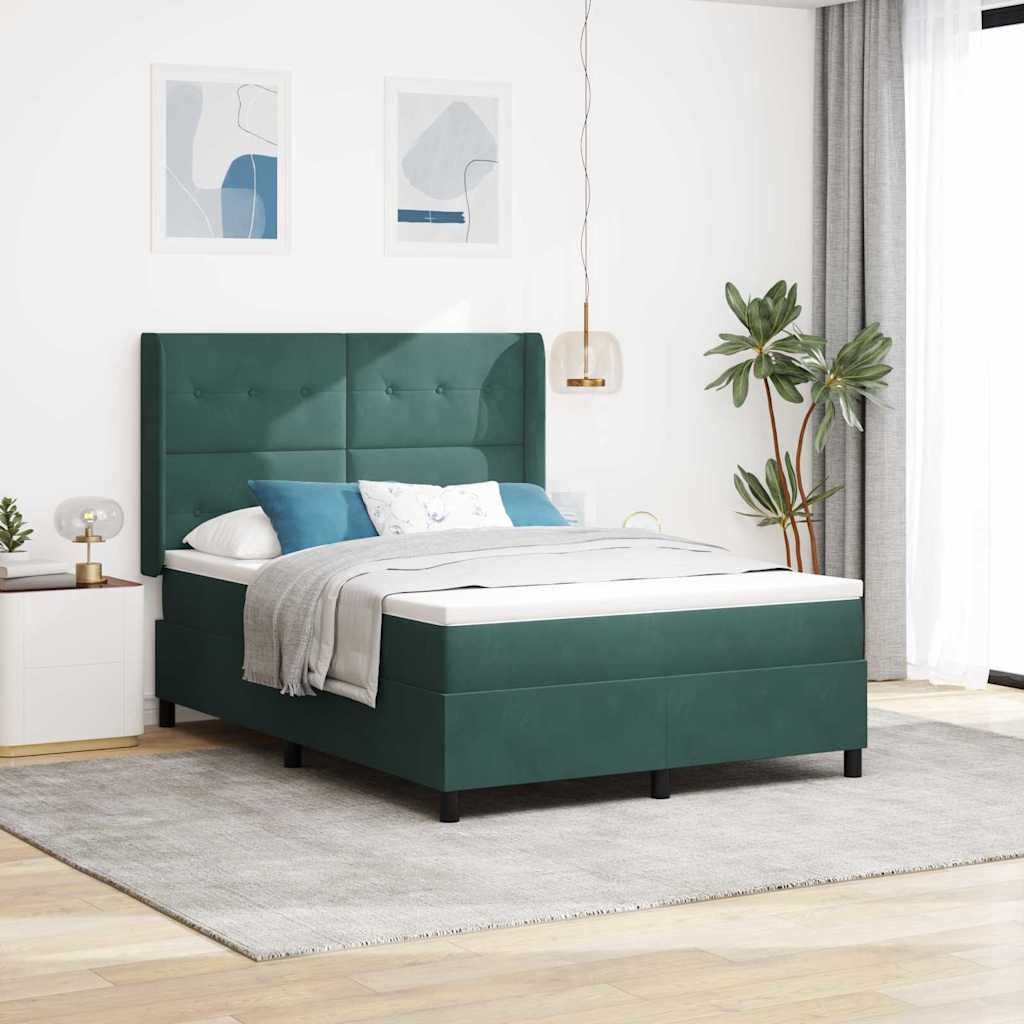vidaXL Cama tipo Box Spring Verde oscuro 140 x 190 cm Terciopelo