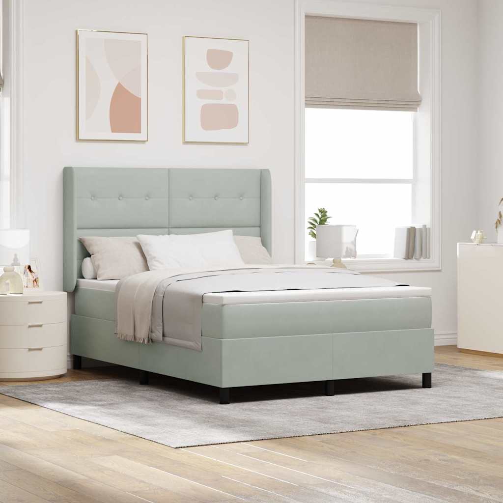 vidaXL Cama tipo Box Spring Gris Claro 140 x 200 cm Terciopelo