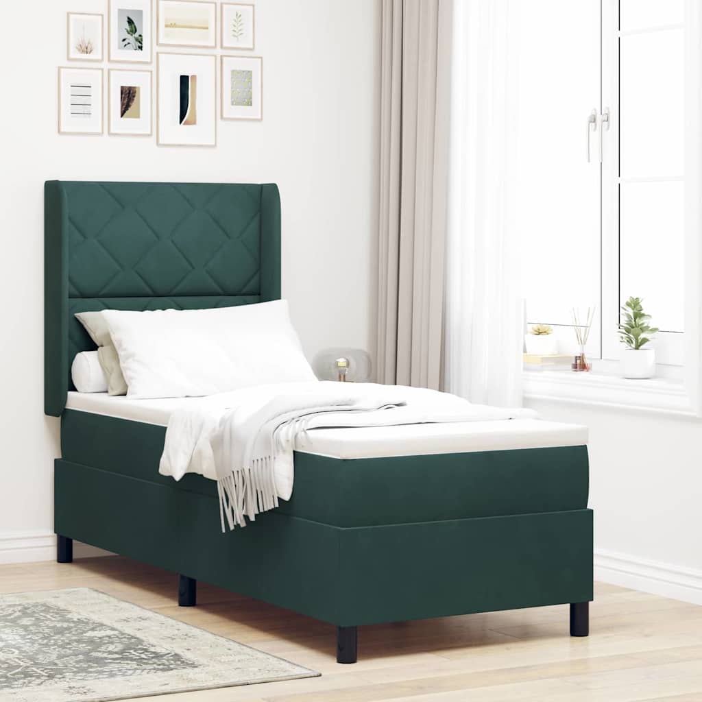 vidaXL Cama tipo Box Spring Verde oscuro 80 x 200 cm Terciopelo