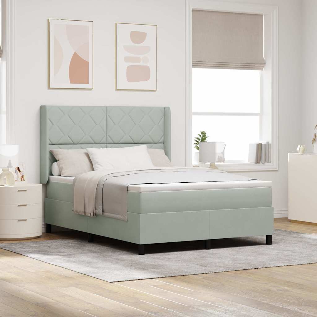vidaXL Cama tipo Box Spring Gris Claro 160 x 200 cm Terciopelo