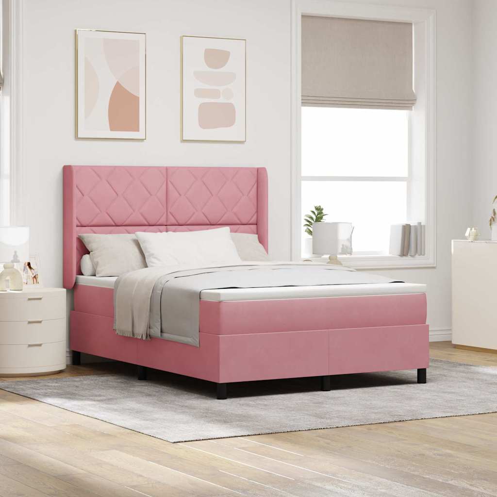 vidaXL Cama tipo Box Spring con cabecera Rosa 160 x 200 cm Terciopelo
