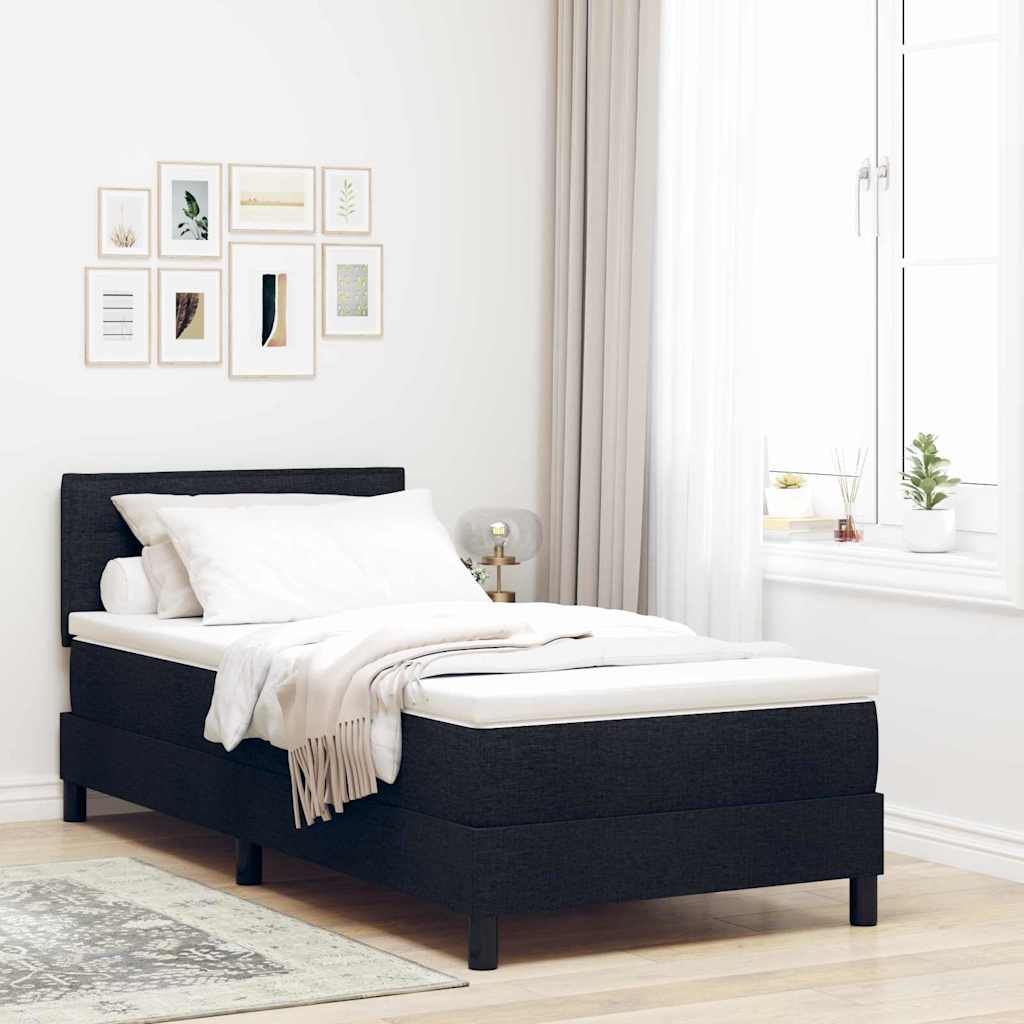 vidaXL Cama tipo Box Spring con tiras LED Negro 90 x 190 cm tela