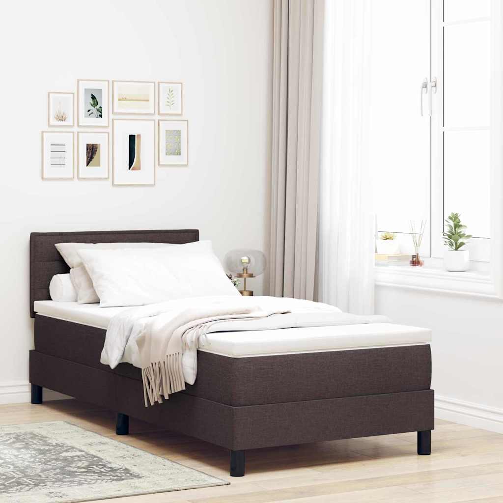 vidaXL Cama tipo Box Spring Marrón Oscuro 90 x 190 cm tela