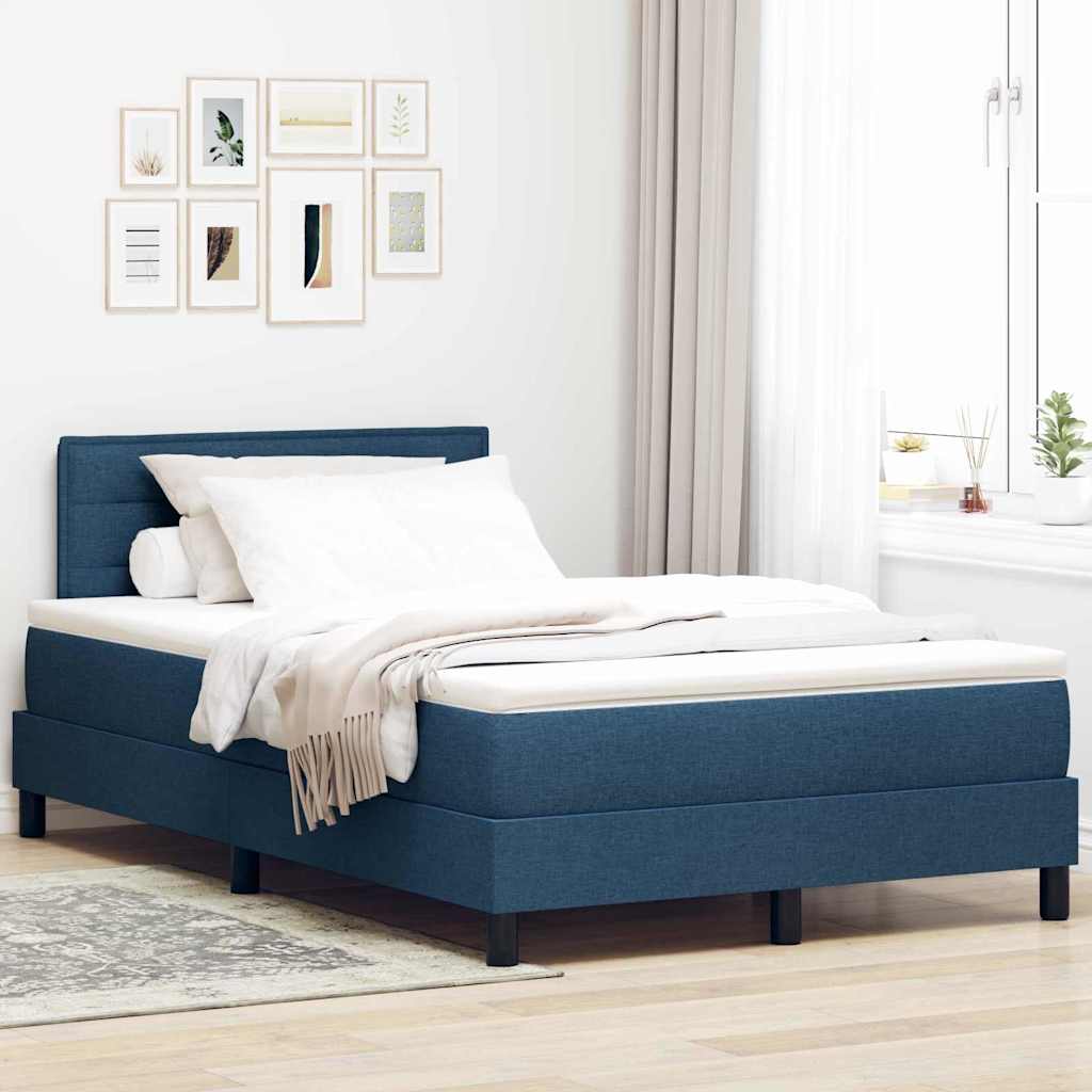 vidaXL Cama tipo Box Spring con cojín Azul 120 x 200 cm tela