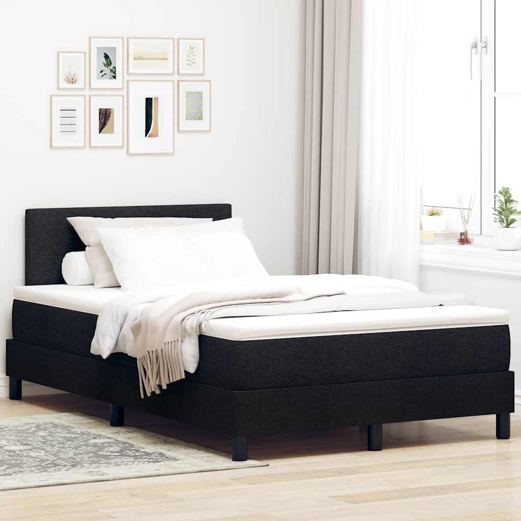 vidaXL Cama tipo Box Spring con tiras LED Negro 120 x 190 cm tela