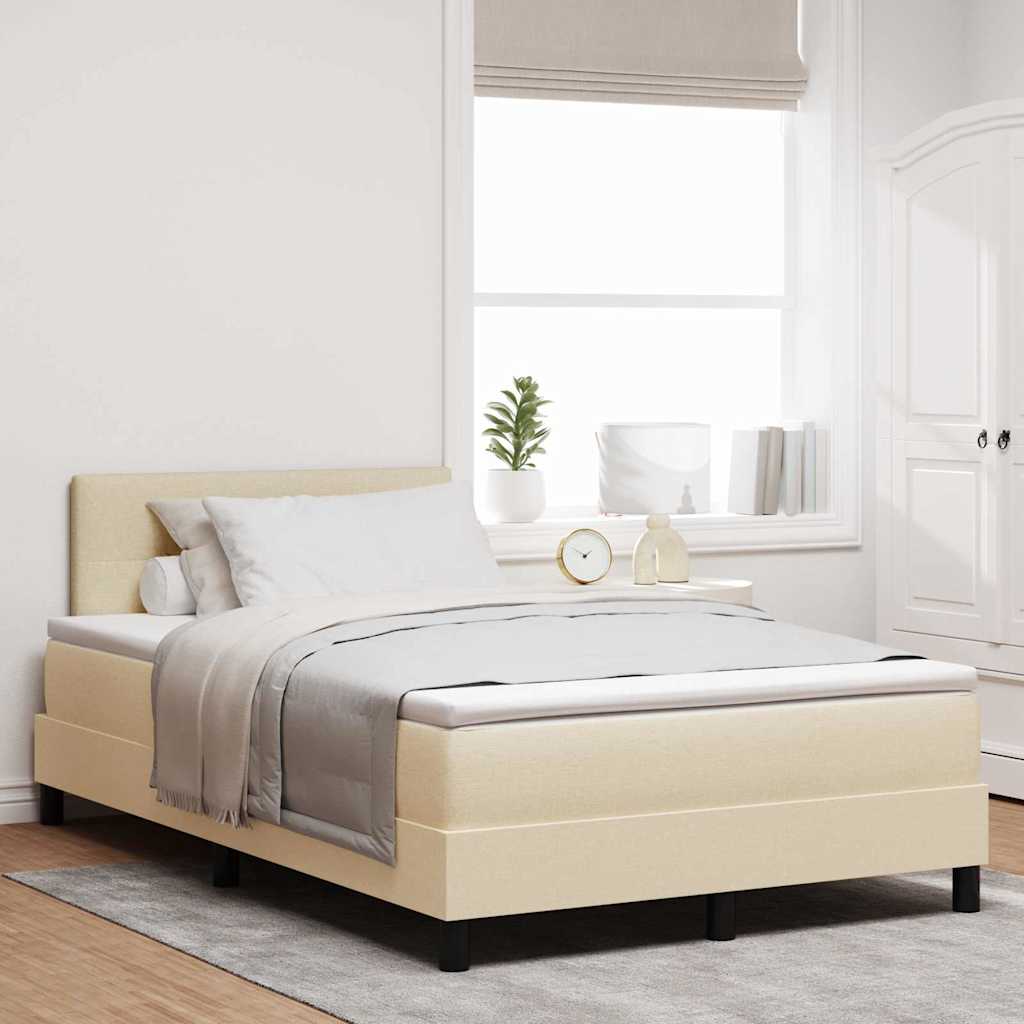 vidaXL Cama tipo Box Spring con tiras LED Crema 120 x 190 cm tela