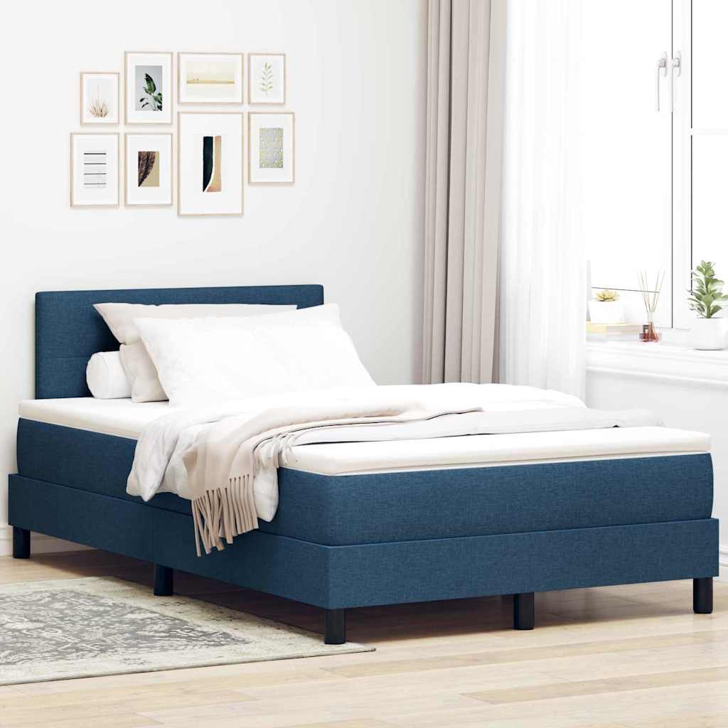 vidaXL Cama tipo Box Spring con tiras LED Azul 120 x 190 cm tela