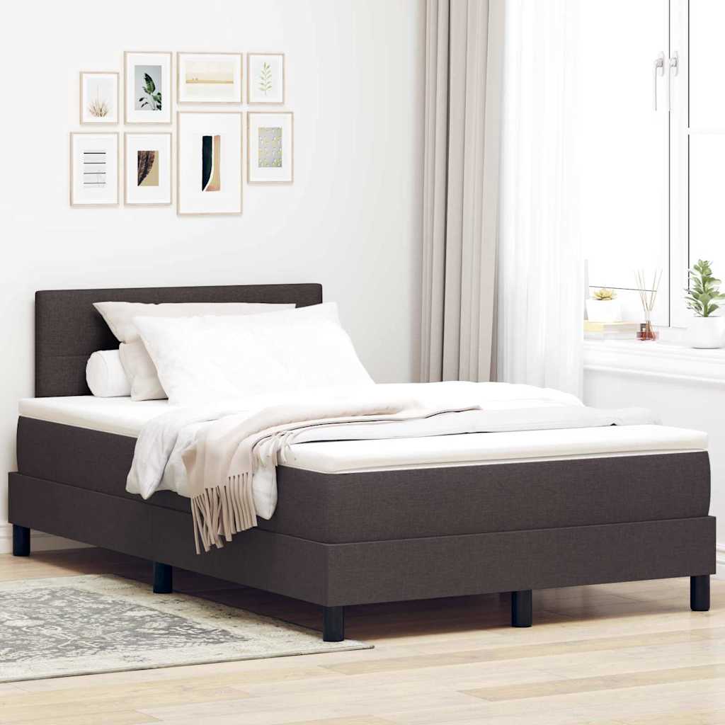 vidaXL Cama tipo Box Spring Marrón Oscuro 120 x 200 cm tela