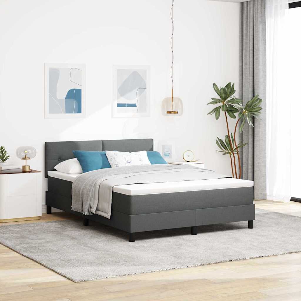 vidaXL Cama tipo Box Spring con cabecera Gris oscuro 140 x 200 cm tela