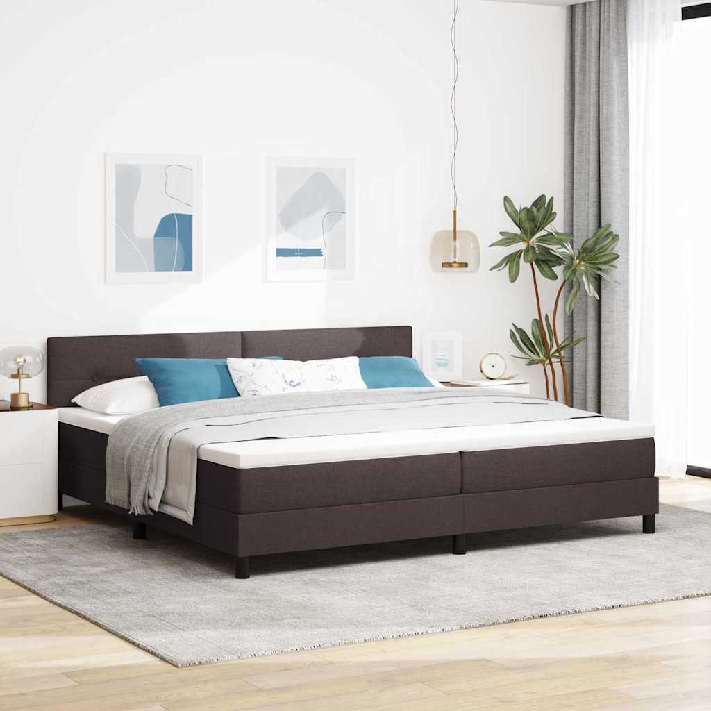 vidaXL Cama tipo Box Spring Marrón Oscuro 200 x 200 cm tela
