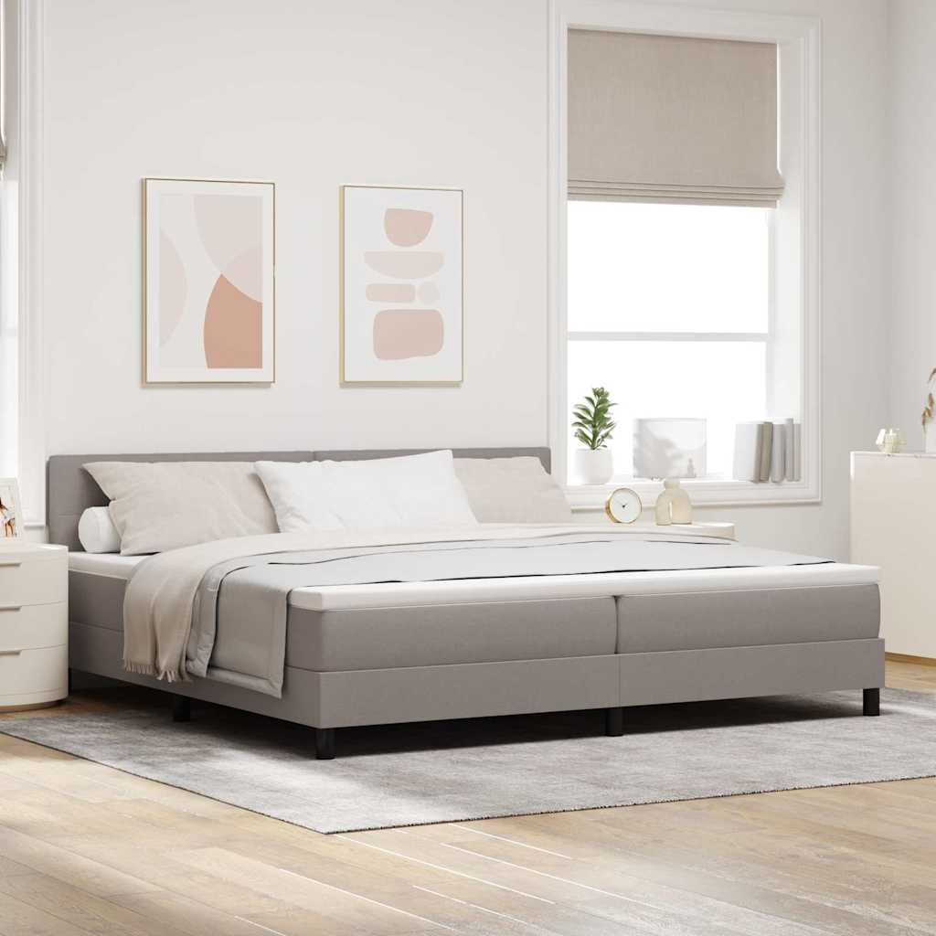 vidaXL Cama tipo Box Spring con tiras LED Taupé 200 x 200 cm tela