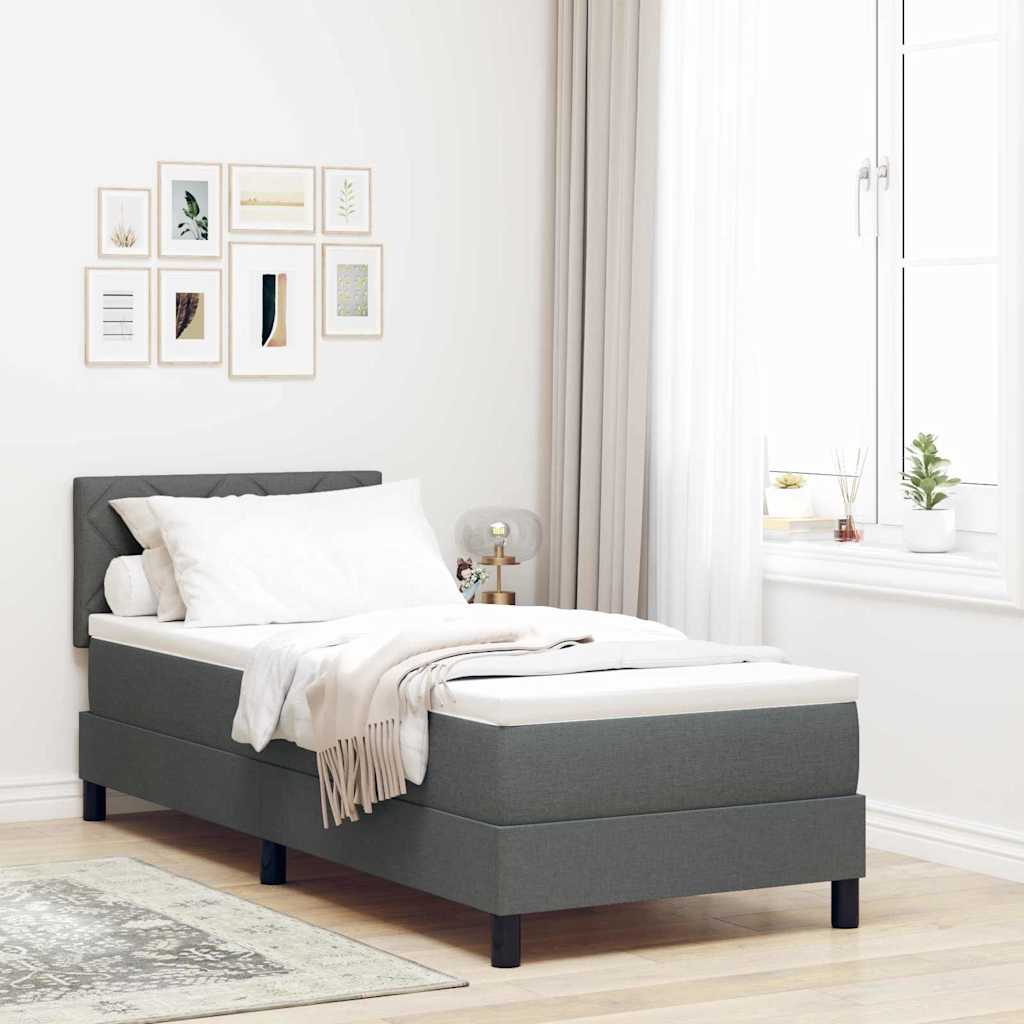 vidaXL Cama tipo Box Spring con cojín Gris oscuro 80 x 200 cm tela