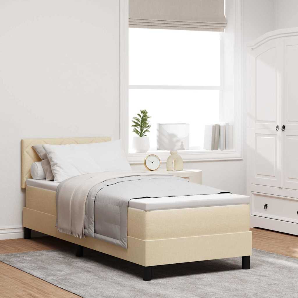 vidaXL Cama tipo Box Spring con tiras LED Crema 80 x 200 cm tela