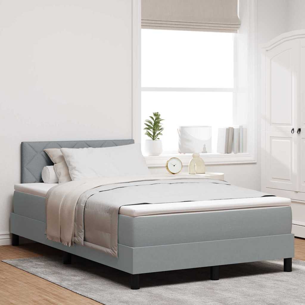 vidaXL Cama tipo Box Spring con tiras LED Gris claro 120 x 190 cm tela