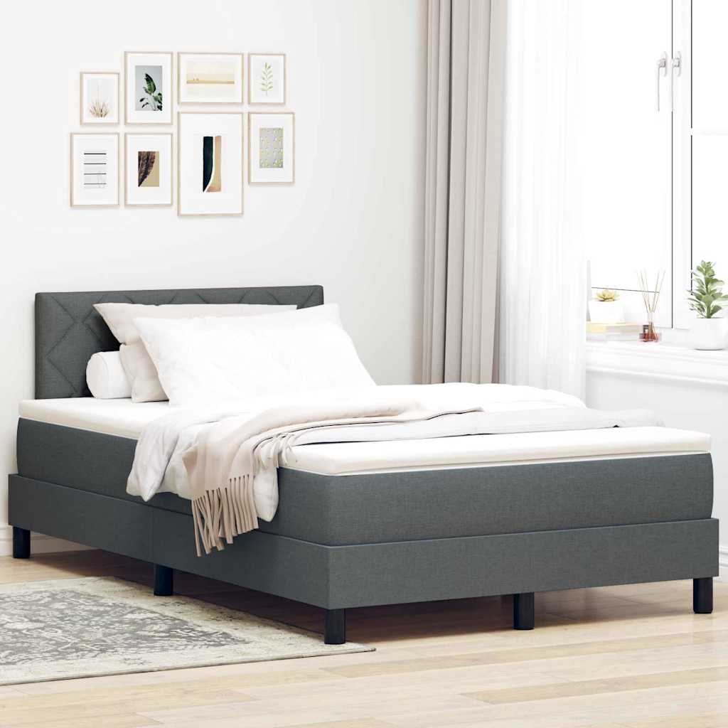 vidaXL Cama tipo Box Spring con cabecera Gris oscuro 120 x 190 cm tela