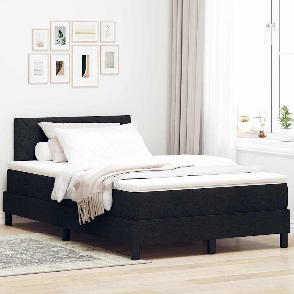 vidaXL Cama tipo Box Spring con tiras LED Negro 120 x 190 cm tela
