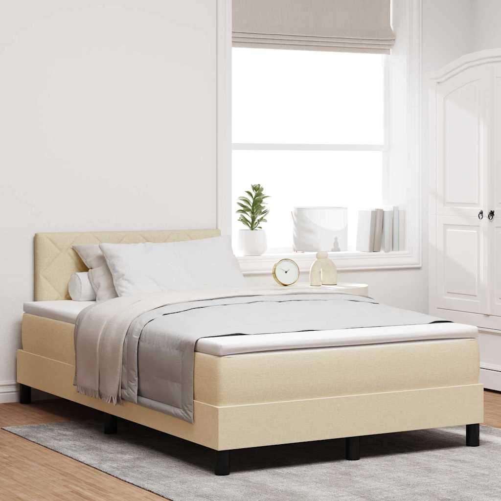 vidaXL Cama tipo Box Spring con tiras LED Crema 120 x 200 cm tela