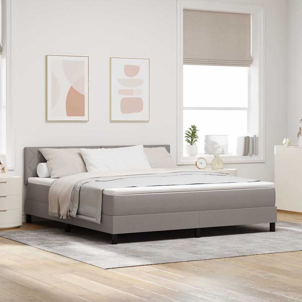 vidaXL Cama tipo Box Spring con tiras LED Taupé 180 x 200 cm tela