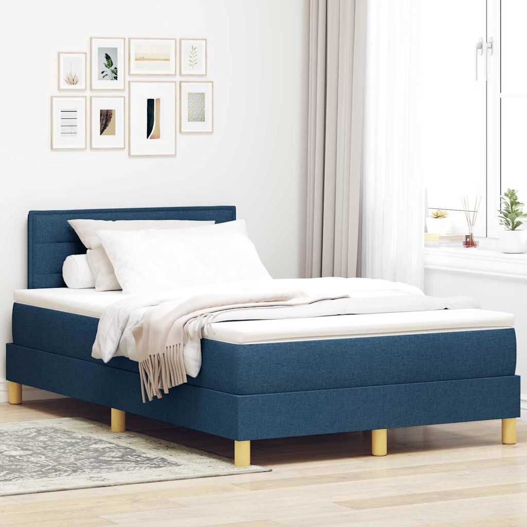 vidaXL Cama Box Spring LED con tiras LED Azul 120 x 200 cm tela