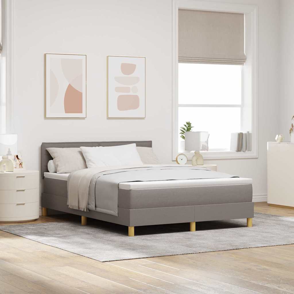 vidaXL Cama Box Spring LED con cabecera Taupé 140 x 190 cm tela