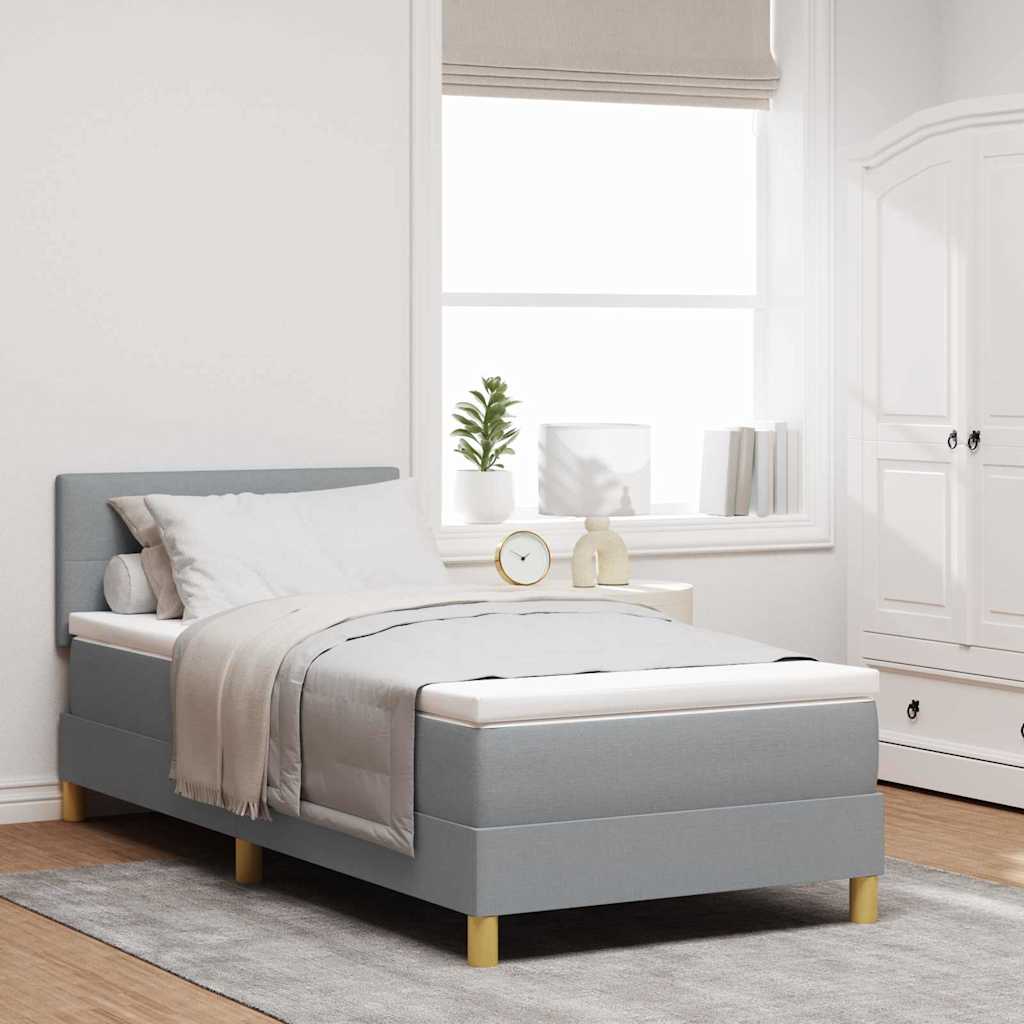 vidaXL Cama Box Spring LED con tiras LED Gris Claro 90 x 190 cm tela