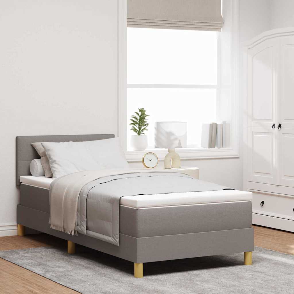 vidaXL Cama Box Spring LED con cabecera Taupé 90 x 190 cm tela
