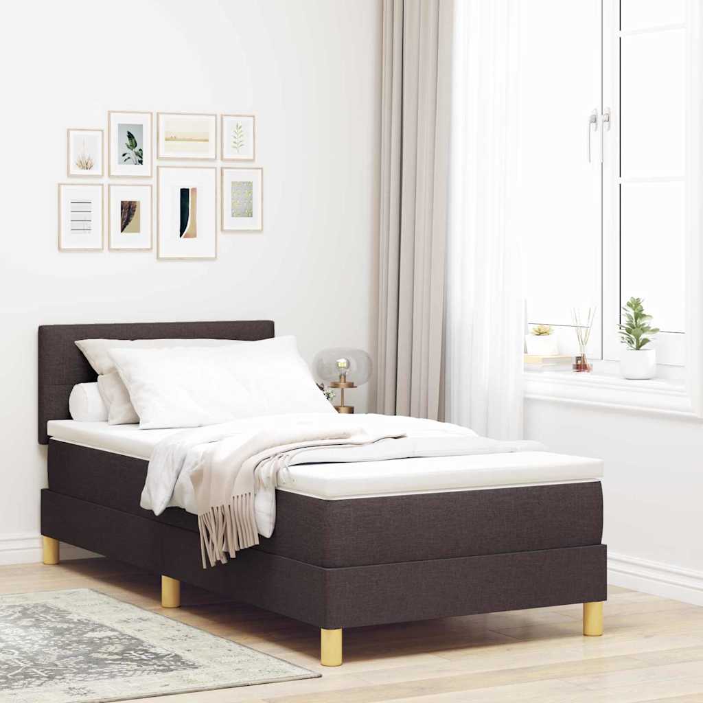 vidaXL Cama Box Spring LED Marrón Oscuro 100 x 200 cm tela