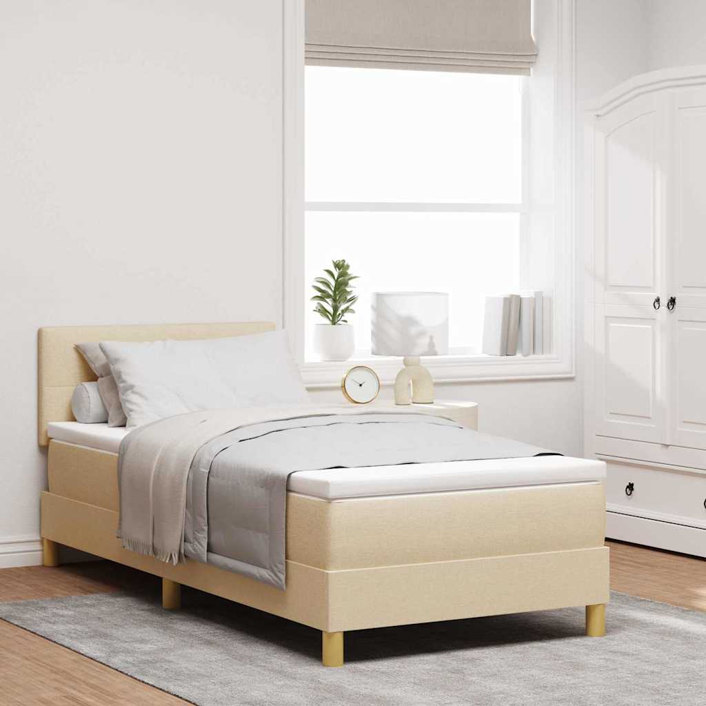 vidaXL Cama Box Spring LED con tiras LED Crema 100 x 200 cm tela