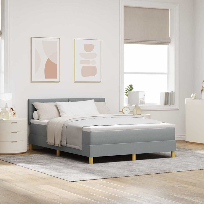 vidaXL Cama Box Spring LED con tiras LED Gris Claro 140 x 200 cm tela